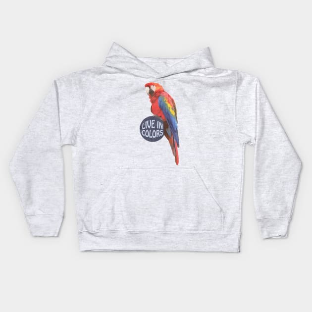 Parrot Live in colors Kids Hoodie by wamtees